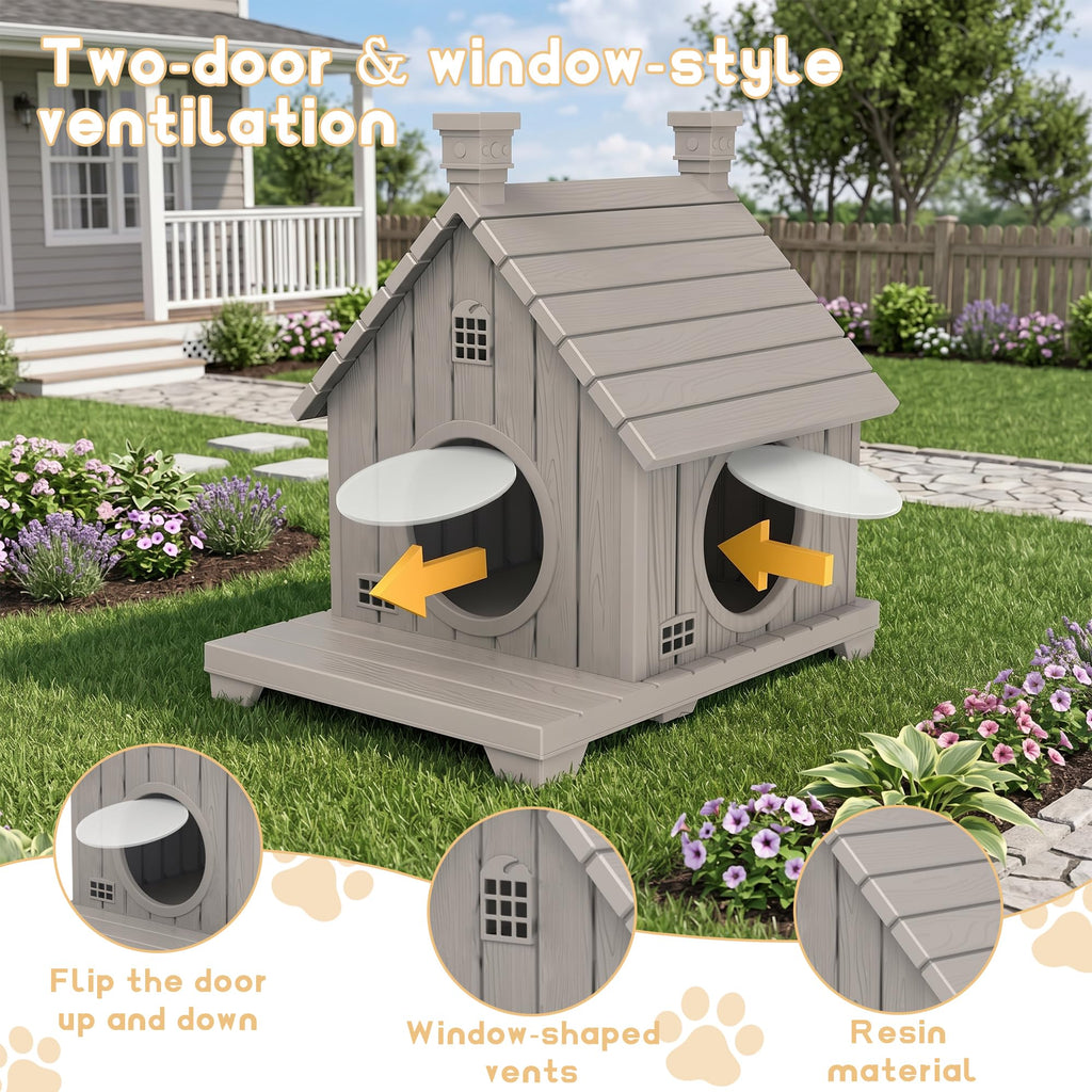 Weatherproof 1-Story Resin Cat House Z156