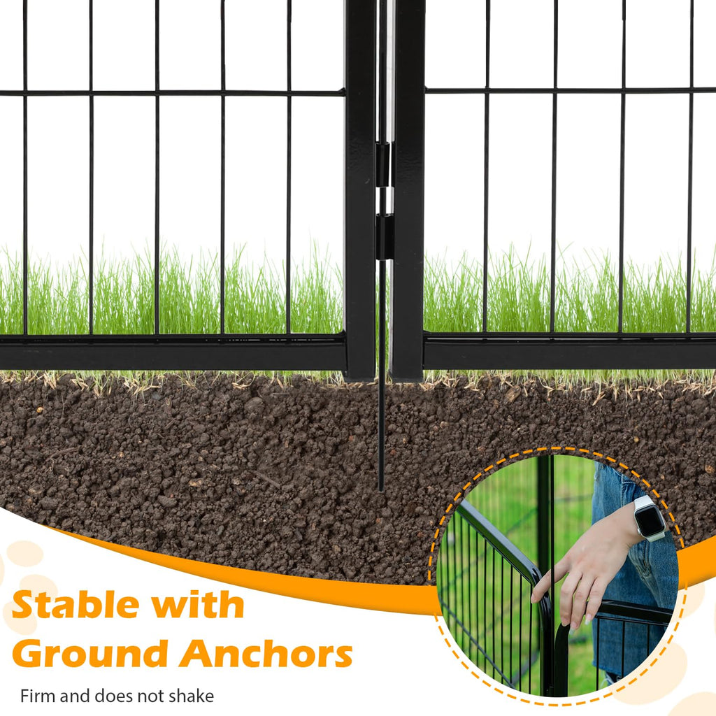 16 Panel 24 Inch Black Metal Dog Playpen I272787