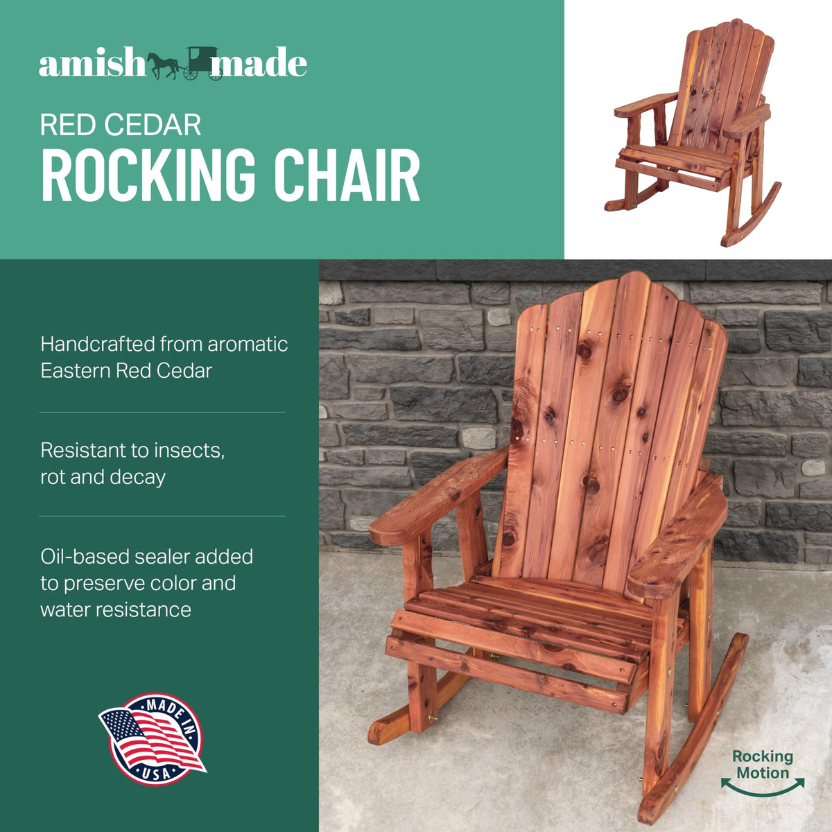 Cedar Adirondack Rocking Chair S893