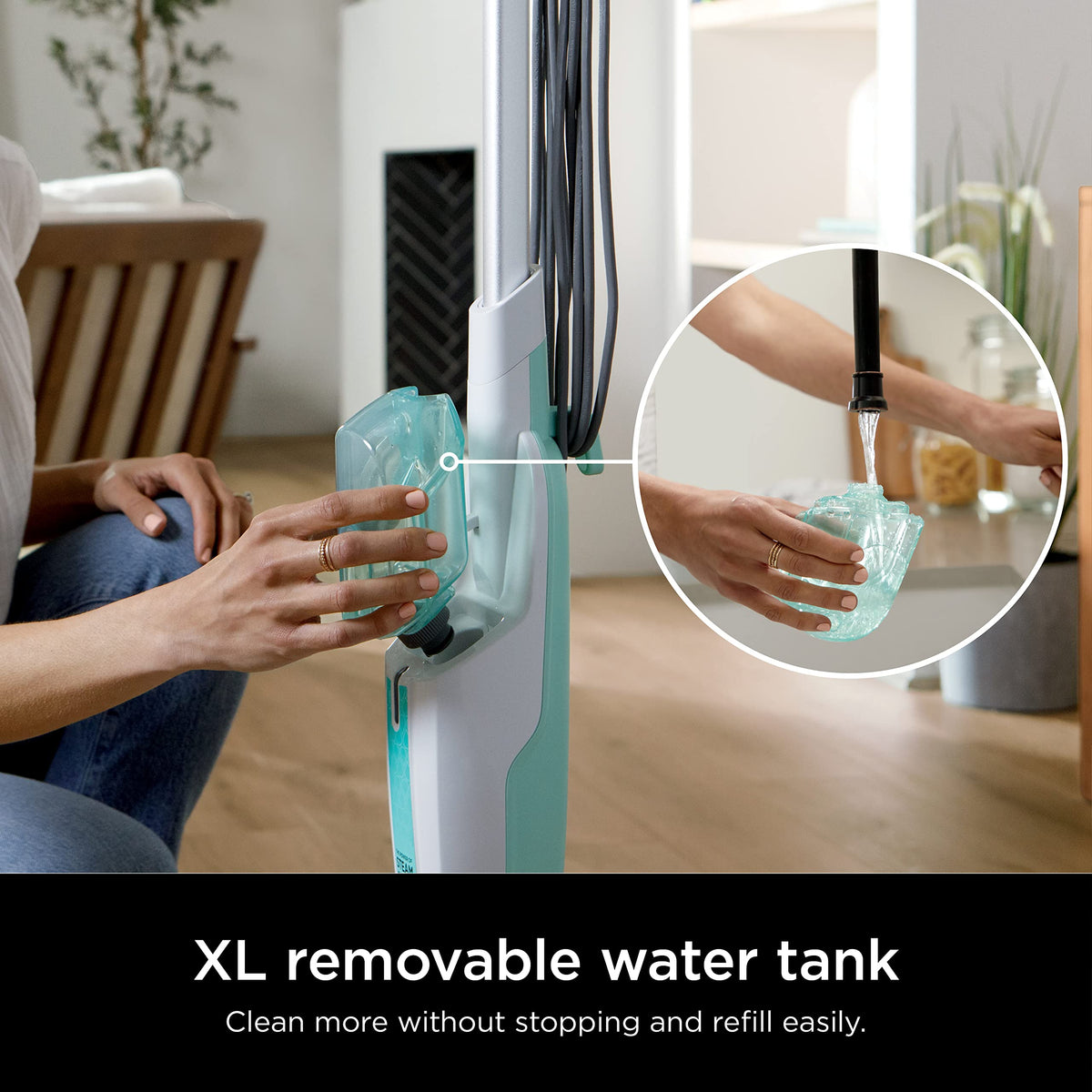 White Steam Mop with 2 Dirt Grip Pads B82497