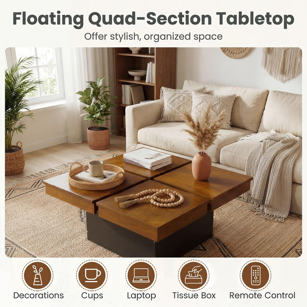 Mid Century Modern Solid Wood Coffee Table F7155