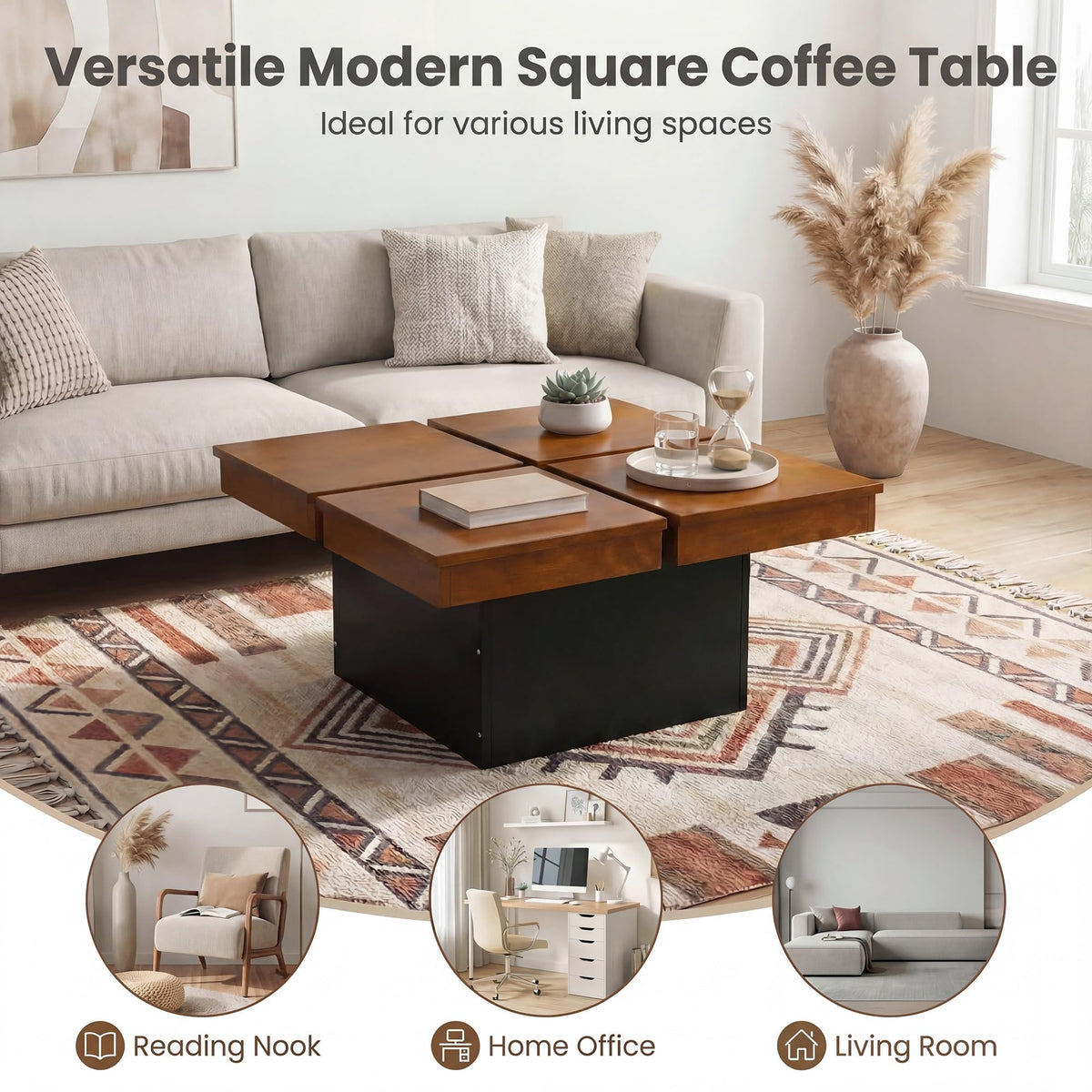 Mid Century Modern Solid Wood Coffee Table F7155