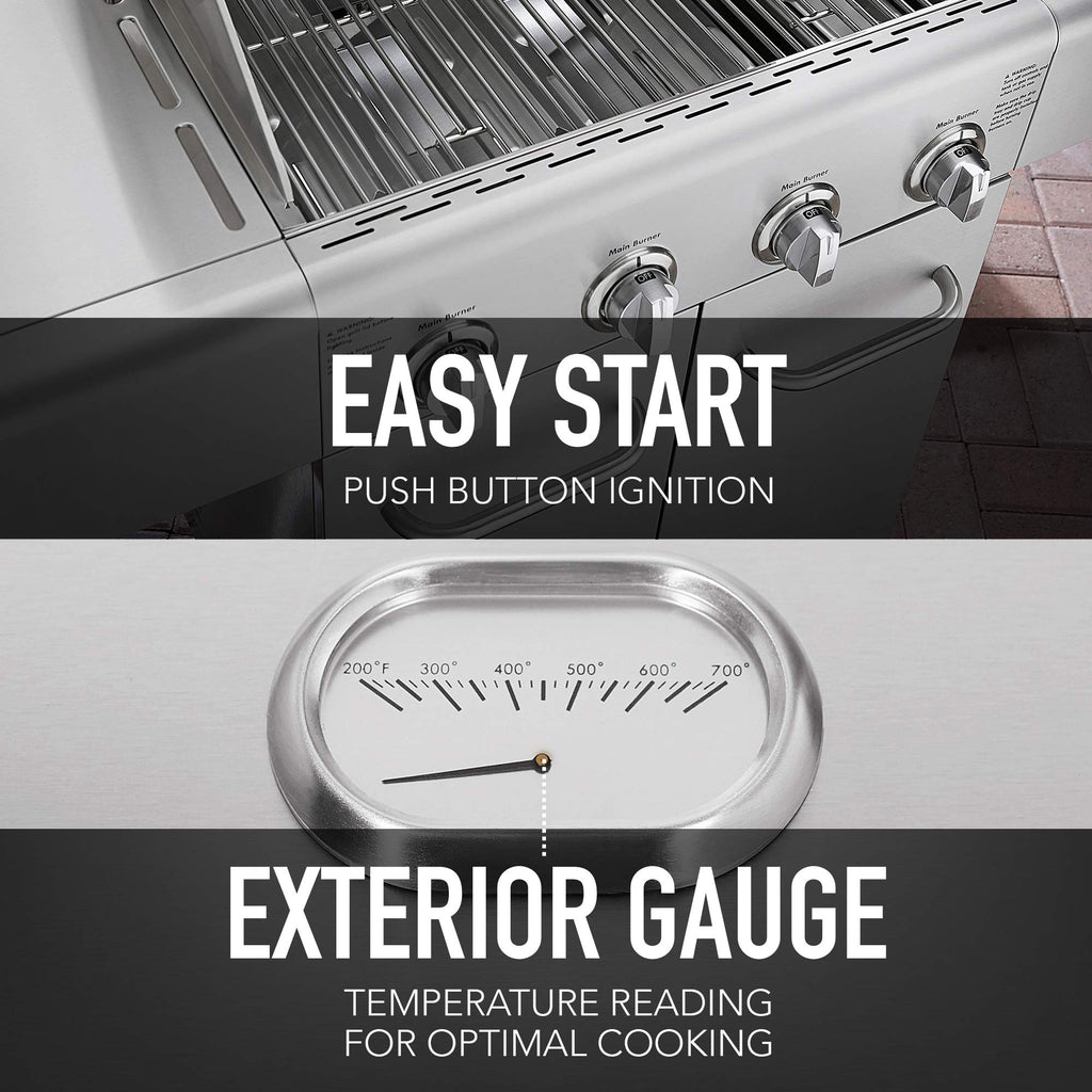 4-Burner Stainless Steel Propane Gas Grill with Side Burner M56900