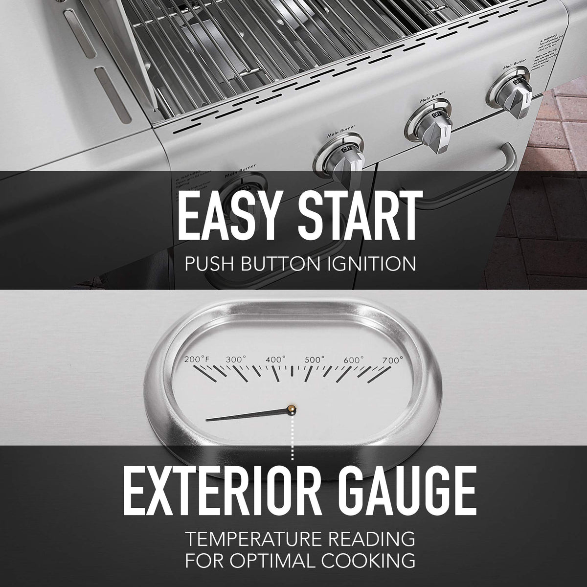 4-Burner Stainless Steel Propane Gas Grill with Side Burner M56900