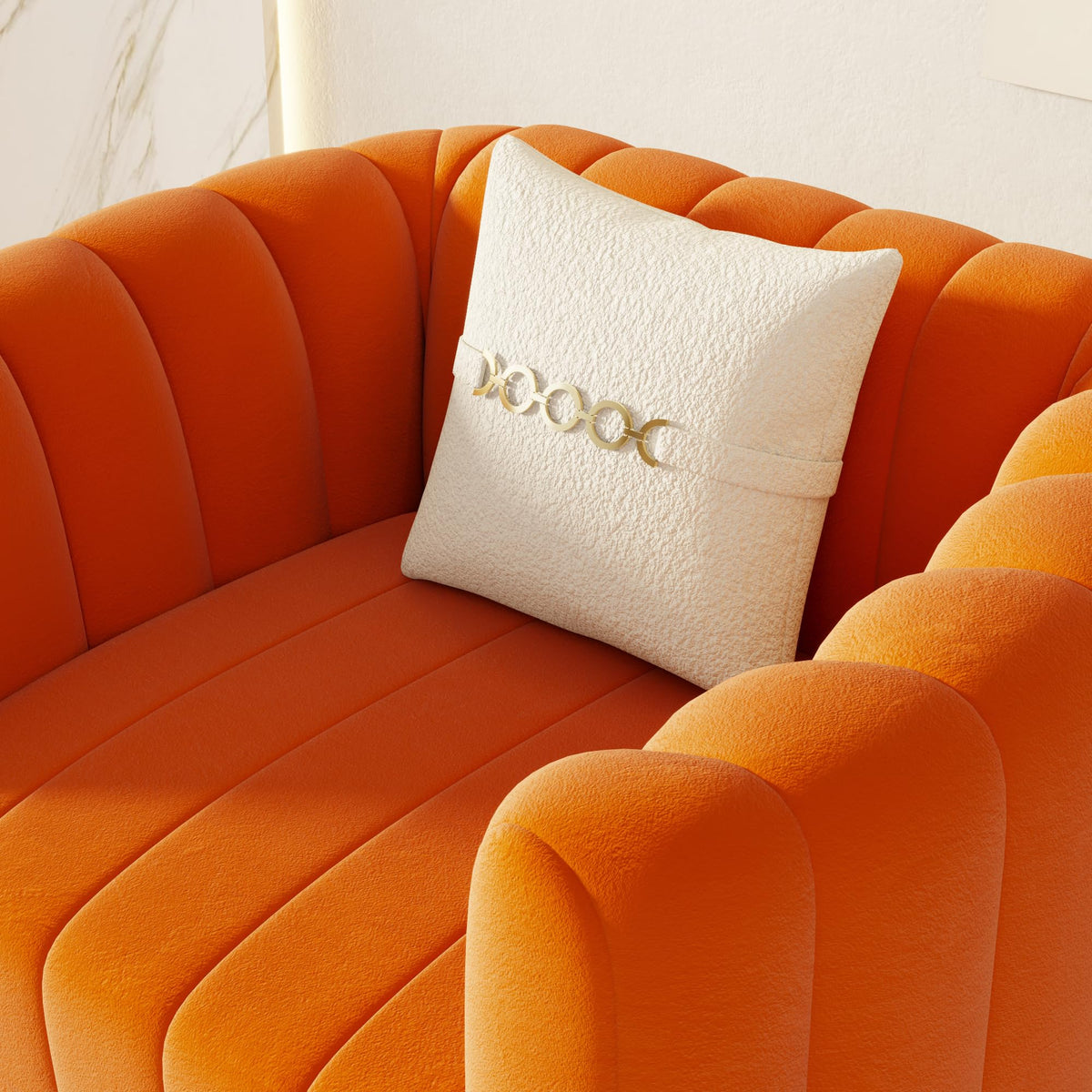 42" Velvet Sofa Chair with Gold Metal Legs U88458