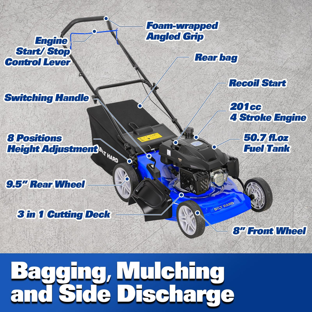21 Inch 201cc 4-Cycle Gas Lawn Mower X655412