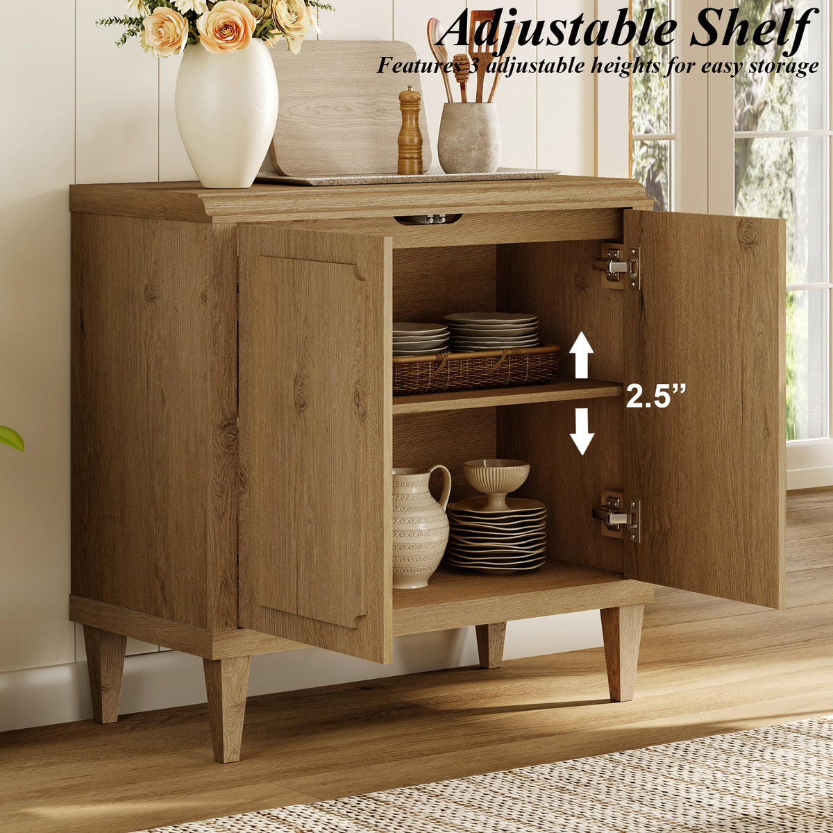 Wood TV Stand with Storage I917718