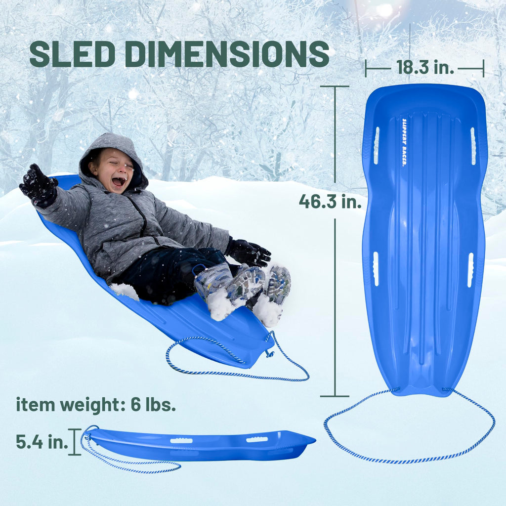 Plastic Toboggan Snow Sled with Pull Rope and Handles T9764