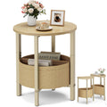 Small Round Side Table with Storage Basket, Set of 2 A7886