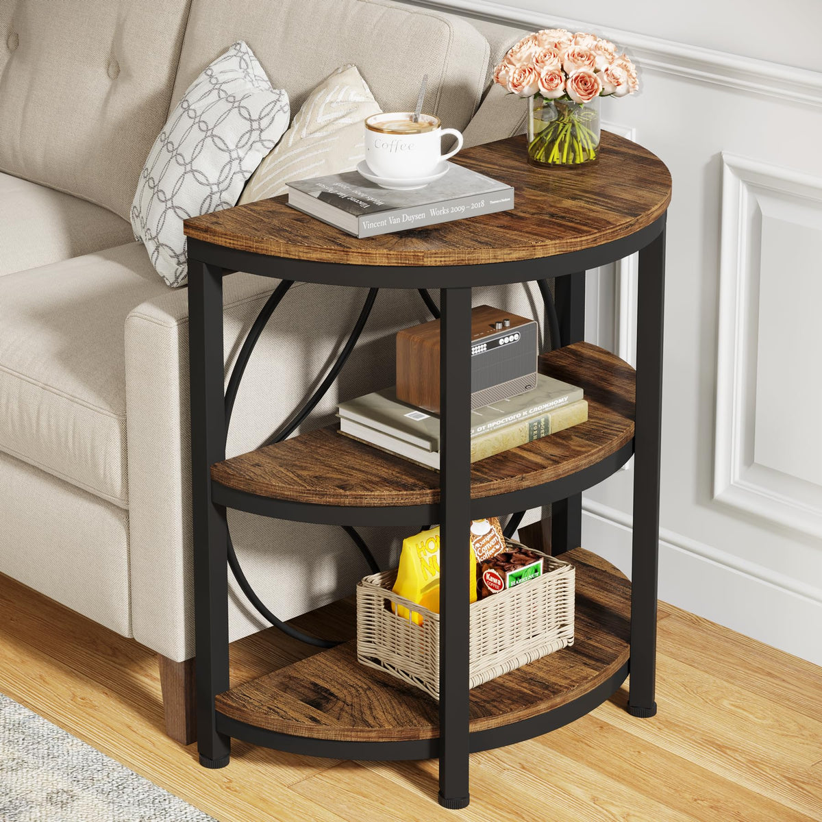 Half Round 3-Tier Metal End Table P2081