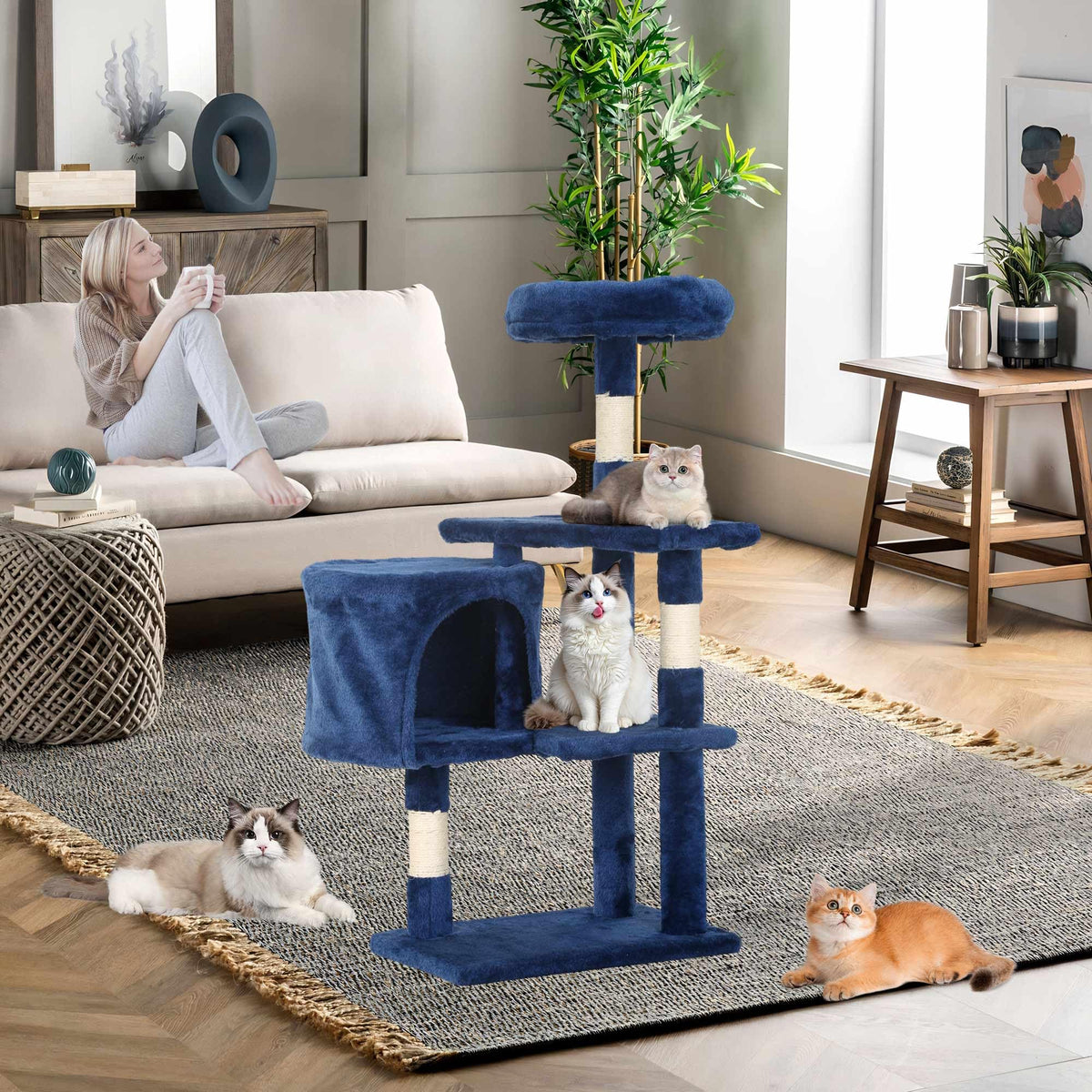 36 Inch Tall Cat Tree with Sisal Rope V39870