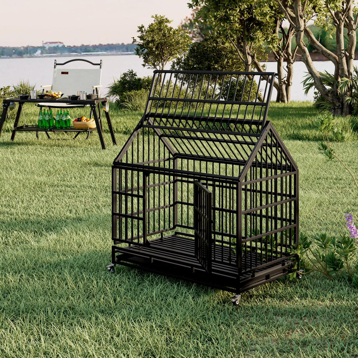 48 Inch Heavy Duty Dog Crate with Wheels U434