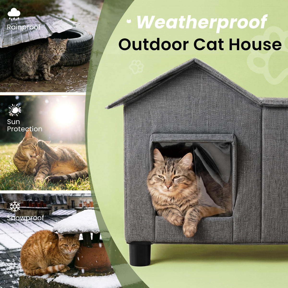 Weatherproof Elevated Cat House B3817