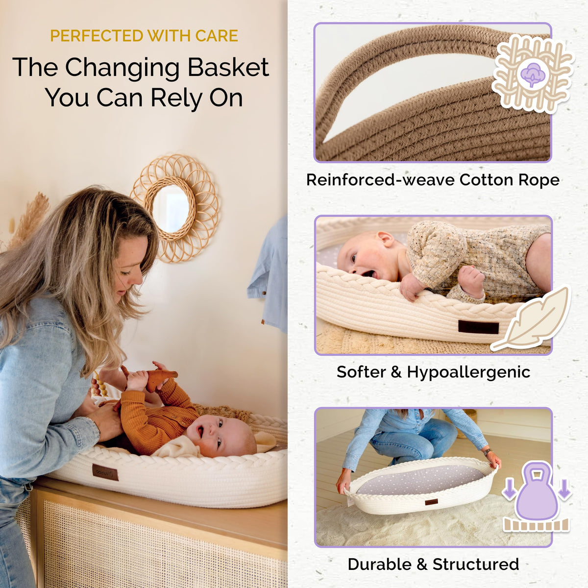 Baby Changing Basket, Portable Diaper Changing Pad I1878