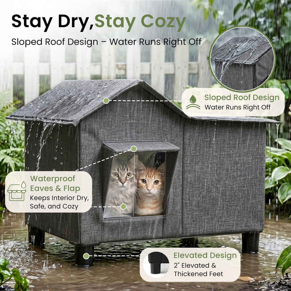 Weatherproof Elevated Cat House B3817