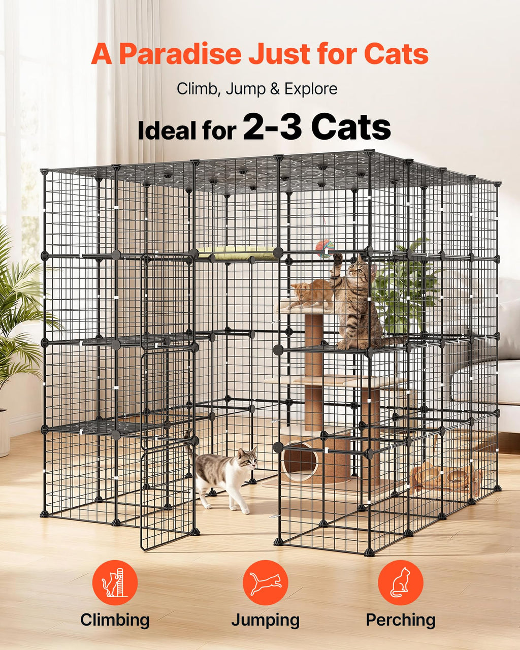 4-Tier Metal Wire Cat Cage with 3 Doors X6887