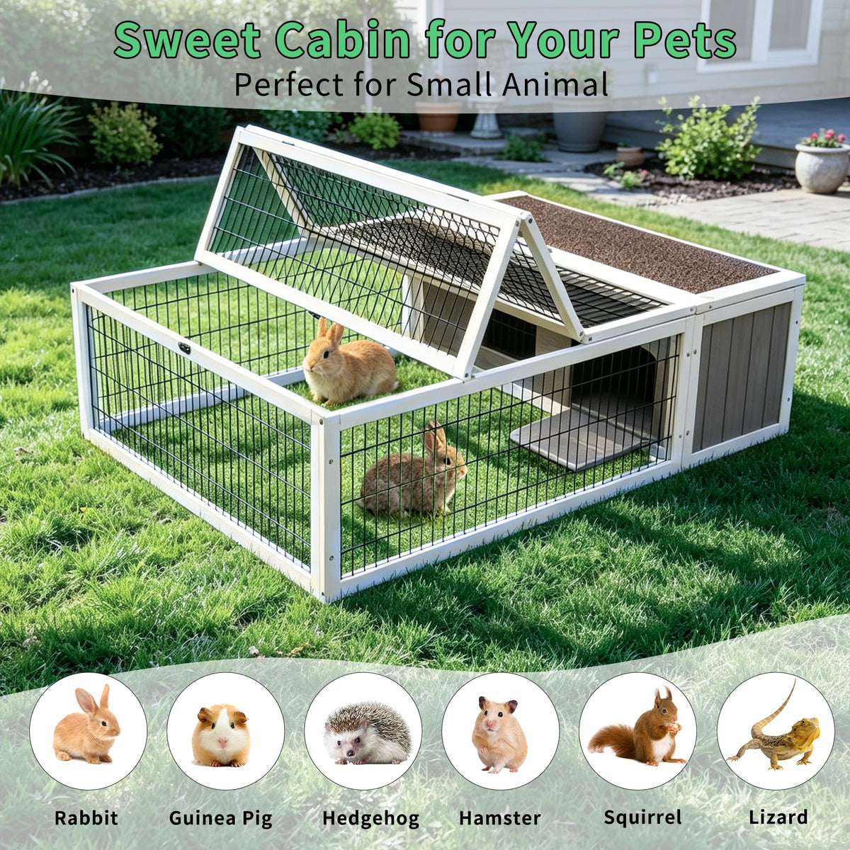 Wooden Rabbit Cage Guinea Pig Enclosure V529