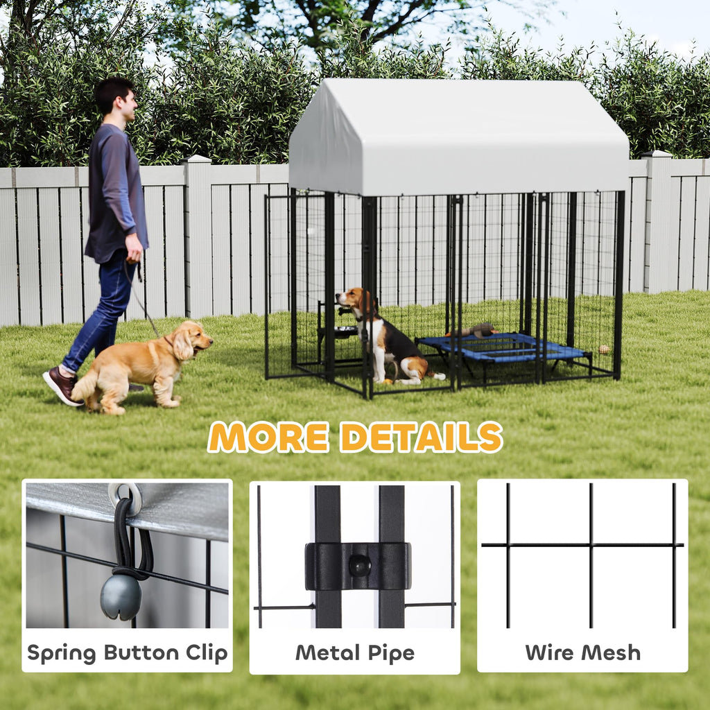 Outdoor Dog Kennel with Roof, 6' x 4' x 6' Heavy Duty Welded Wire Dog Playpen Enclosure A4496