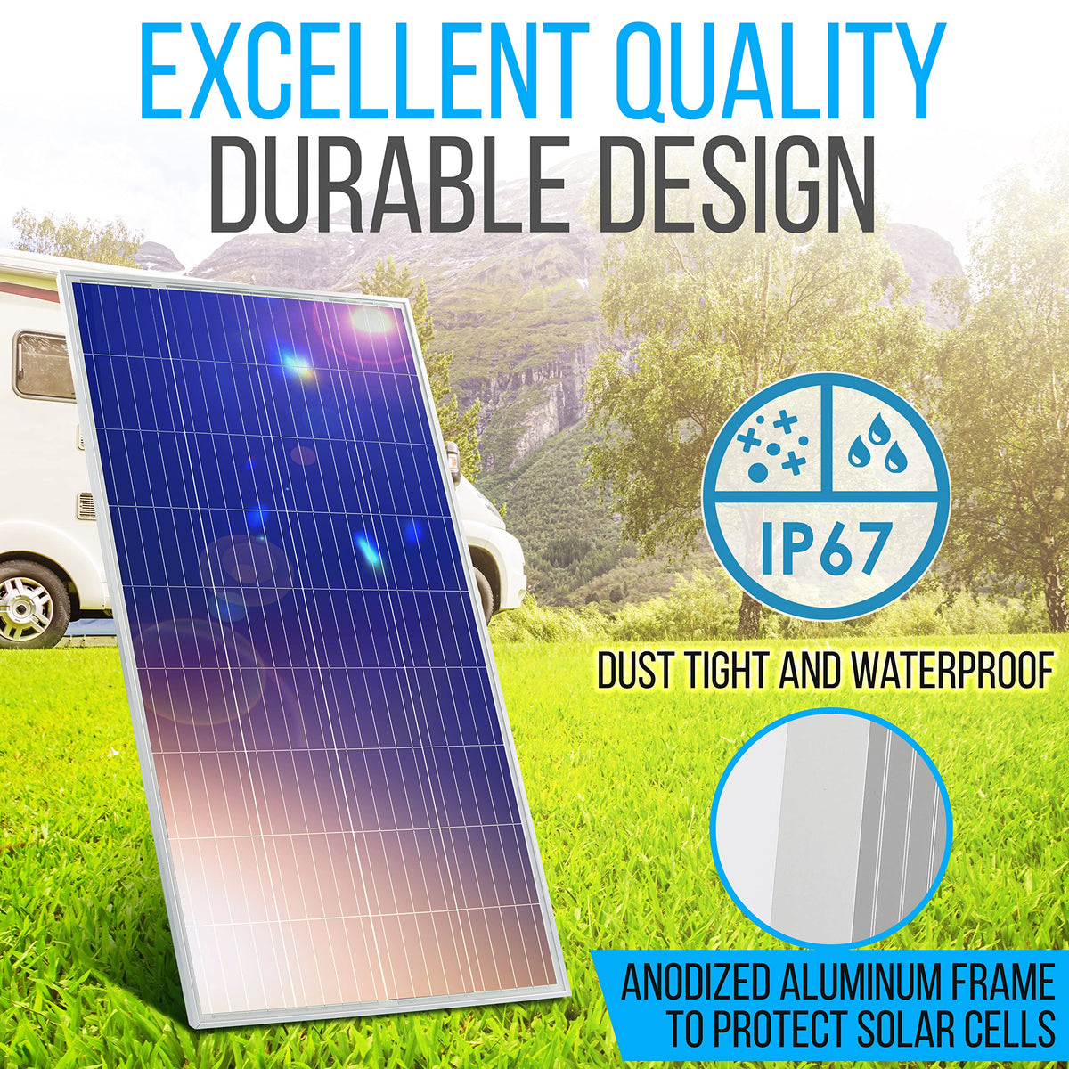 400 Watt 12V Portable Solar Starter Kit with 2 Pcs 200W Monocrystalline Set and 30A PWM Controller F432341