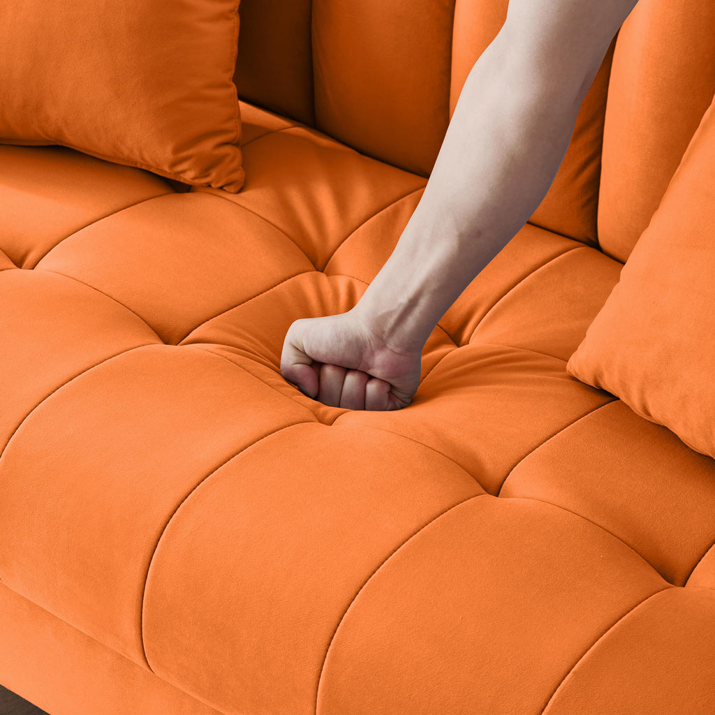 Orange Velvet Tufted Loveseat Sofa P69639