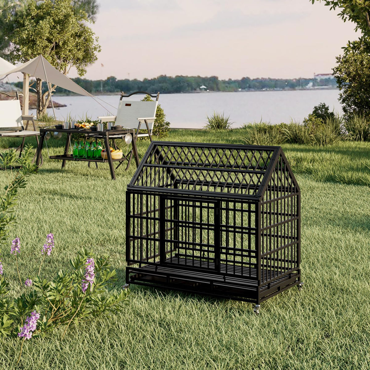 48 Inch Heavy Duty Dog Crate with Wheels U434