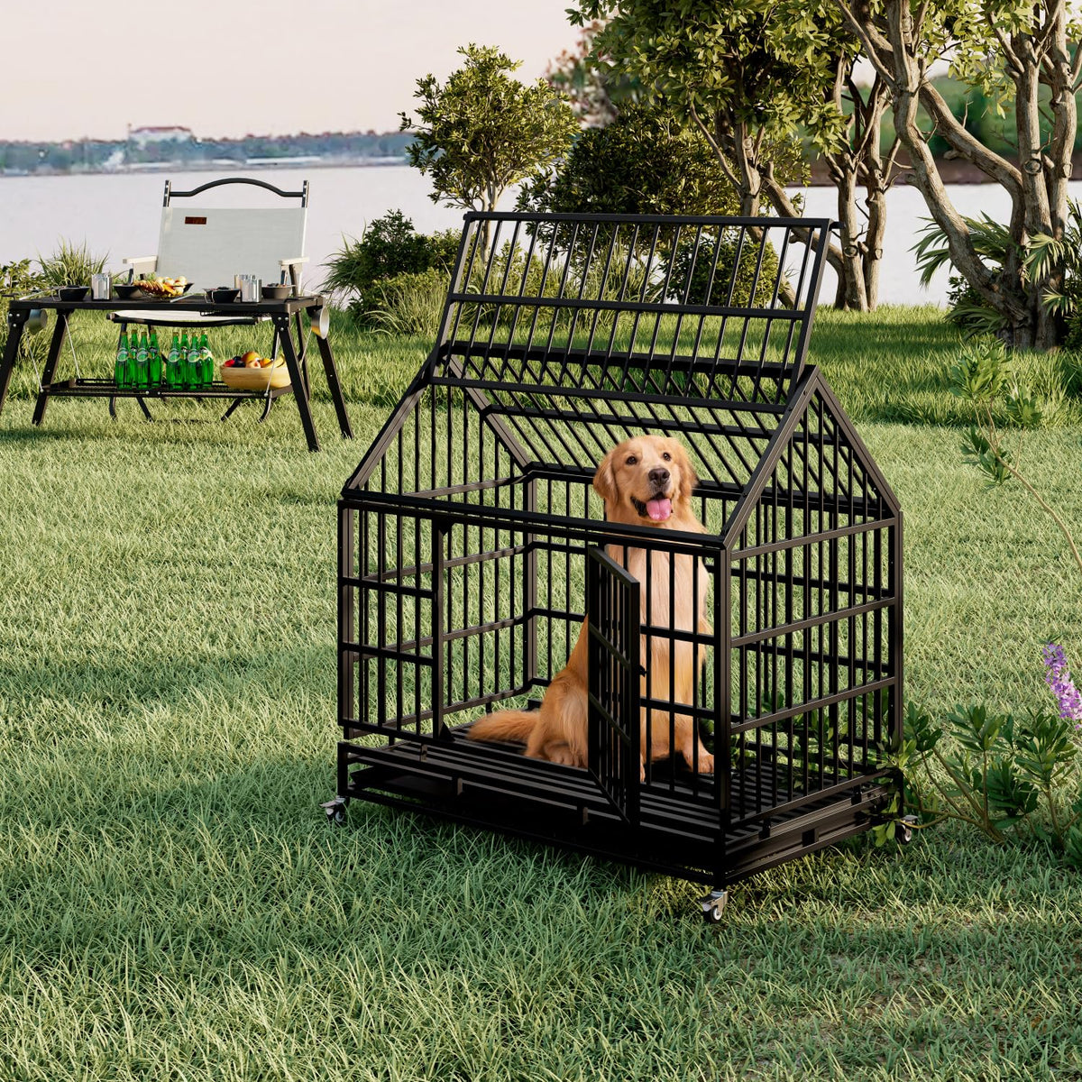 48 Inch Heavy Duty Dog Crate with Wheels U434