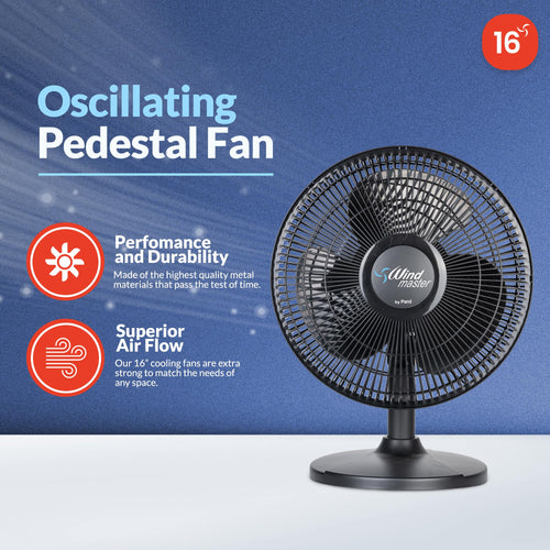 16 in Oscillating Desk Fan, 3 Speed, Adjustable Tilt, Black D754