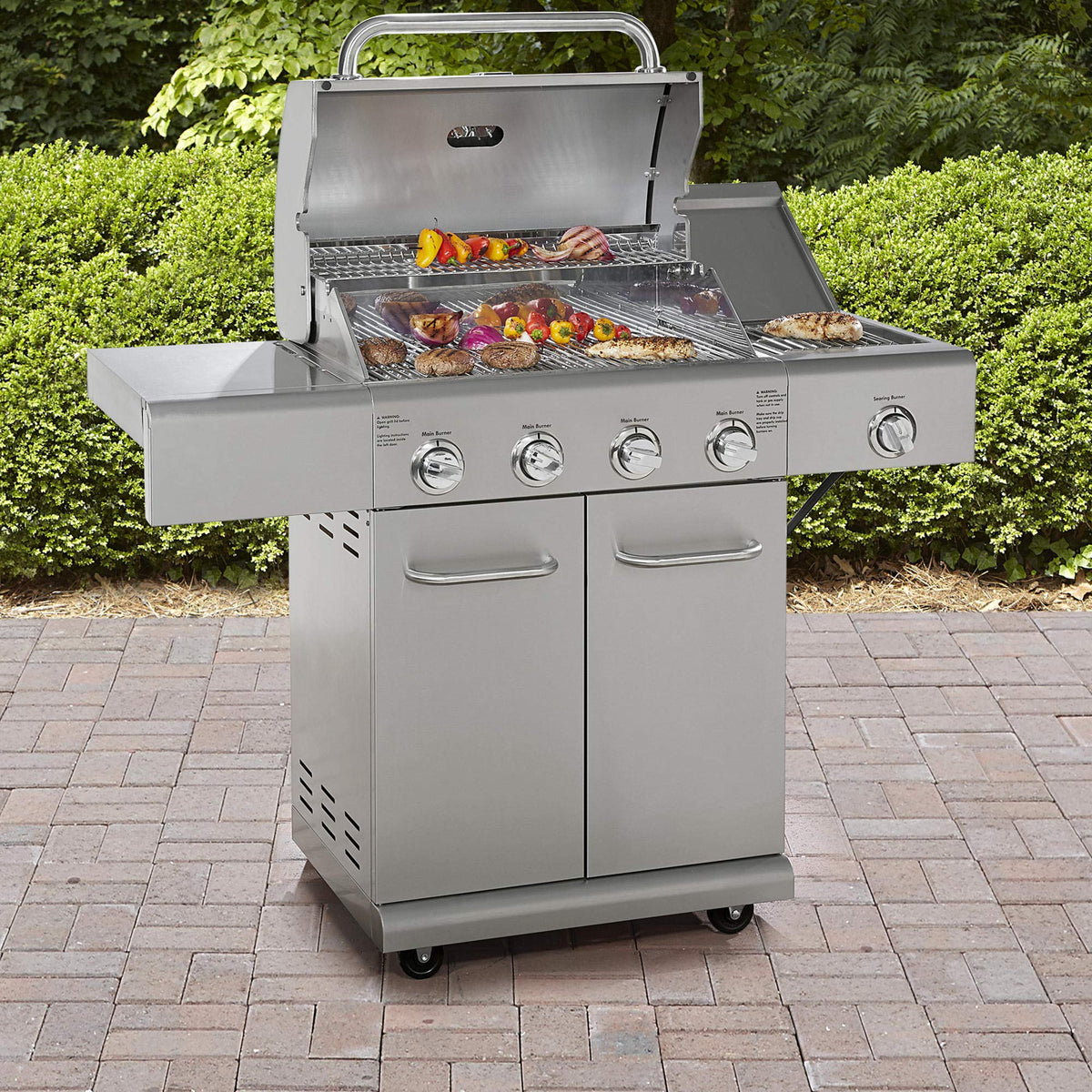 4-Burner Stainless Steel Propane Gas Grill with Side Burner M56900