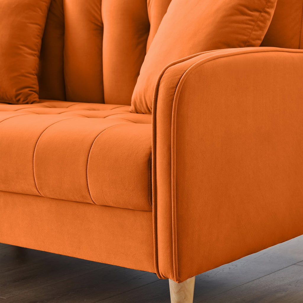 Orange Velvet Tufted Loveseat Sofa P69639