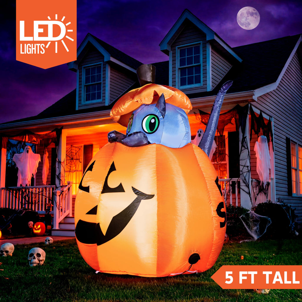 5 FT Animated Pumpkin Inflatable with LEDs Y71296