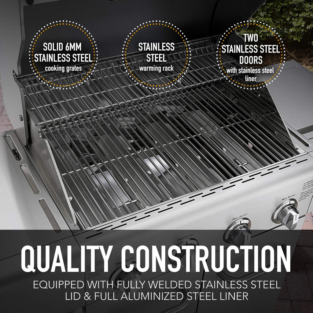 4-Burner Stainless Steel Propane Gas Grill with Side Burner M56900