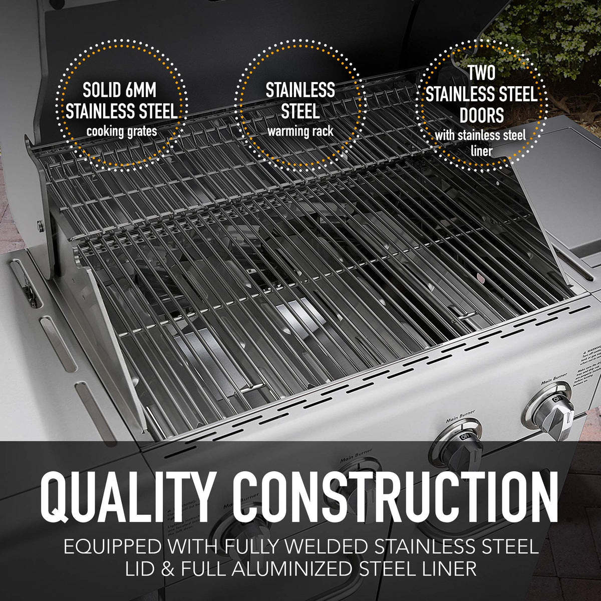 4-Burner Stainless Steel Propane Gas Grill with Side Burner M56900