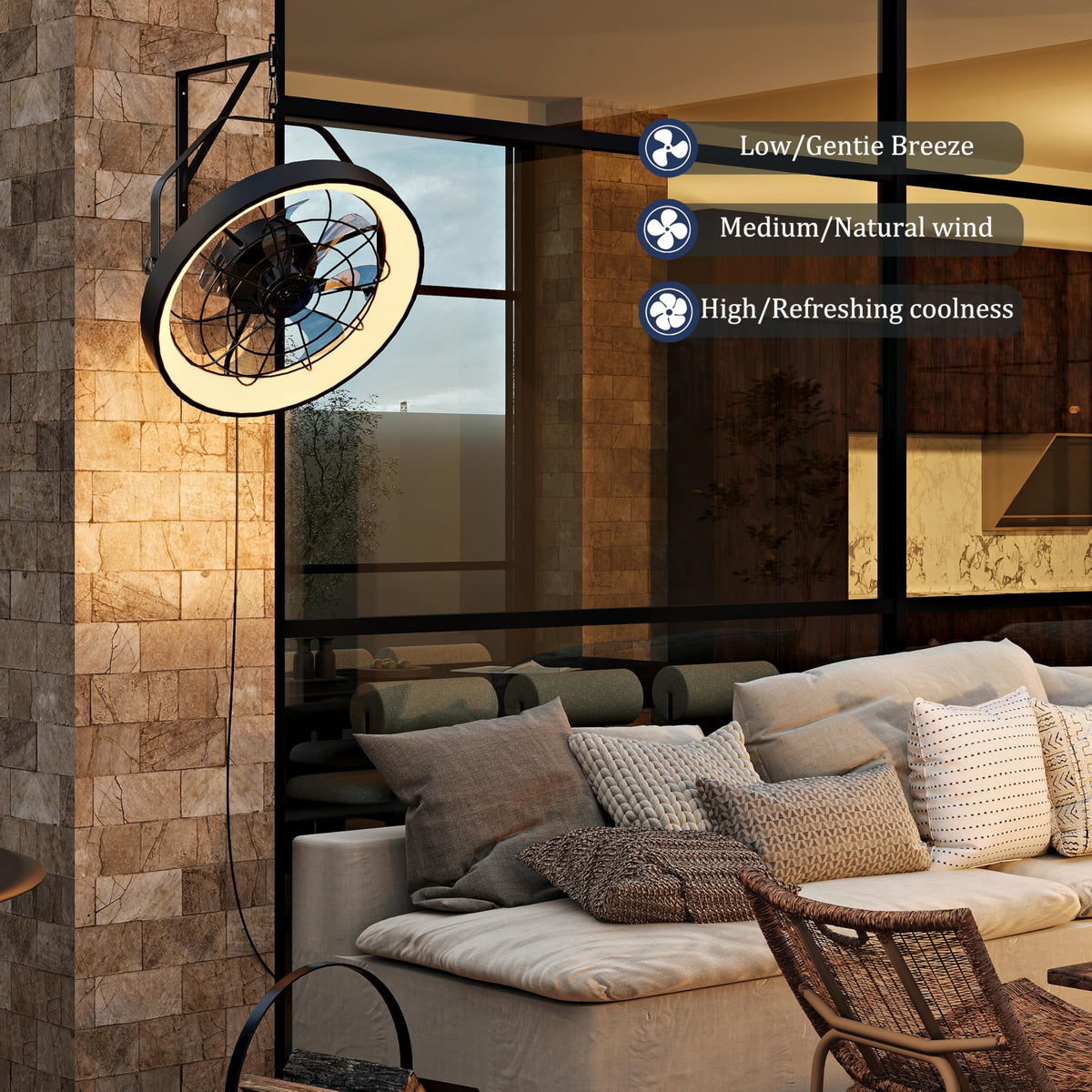 20 Inch Plug In Wall Mount Fan with Light P14517